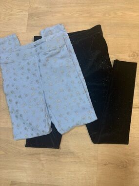 Crewcuts Girls' Glitter Leggings - Light Blue & Black